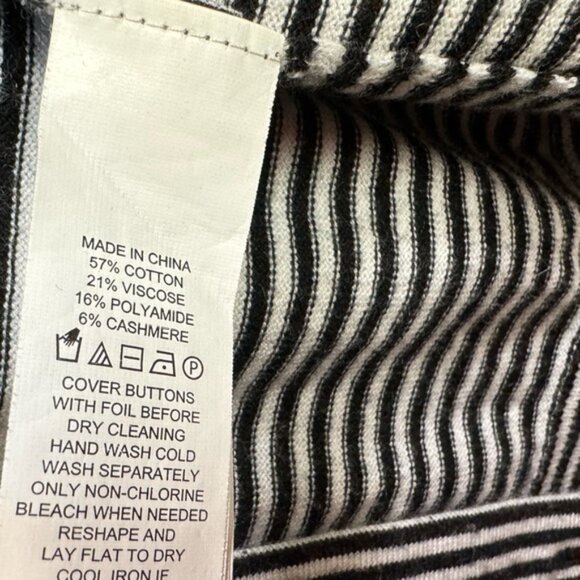 Kate Spade JazzThings Up Rosette Cashmere Roses Stripe Cardigan Cotton Sweater L - Picture 12 of 16